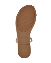 Nine West Women's Balon Strappy Toe Loop Flat Sandals