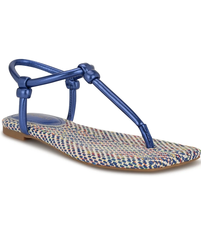 Nine West Women's Nortny Knotted T-Strap Flat sandals