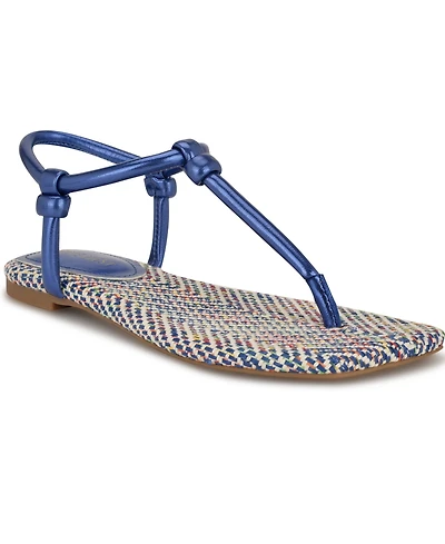 Nine West Women's Nortny Knotted T-Strap Flat sandals