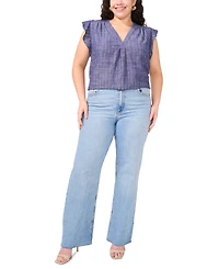Vince Camuto Plus V-Neck Ruffle Sleeve Blouse