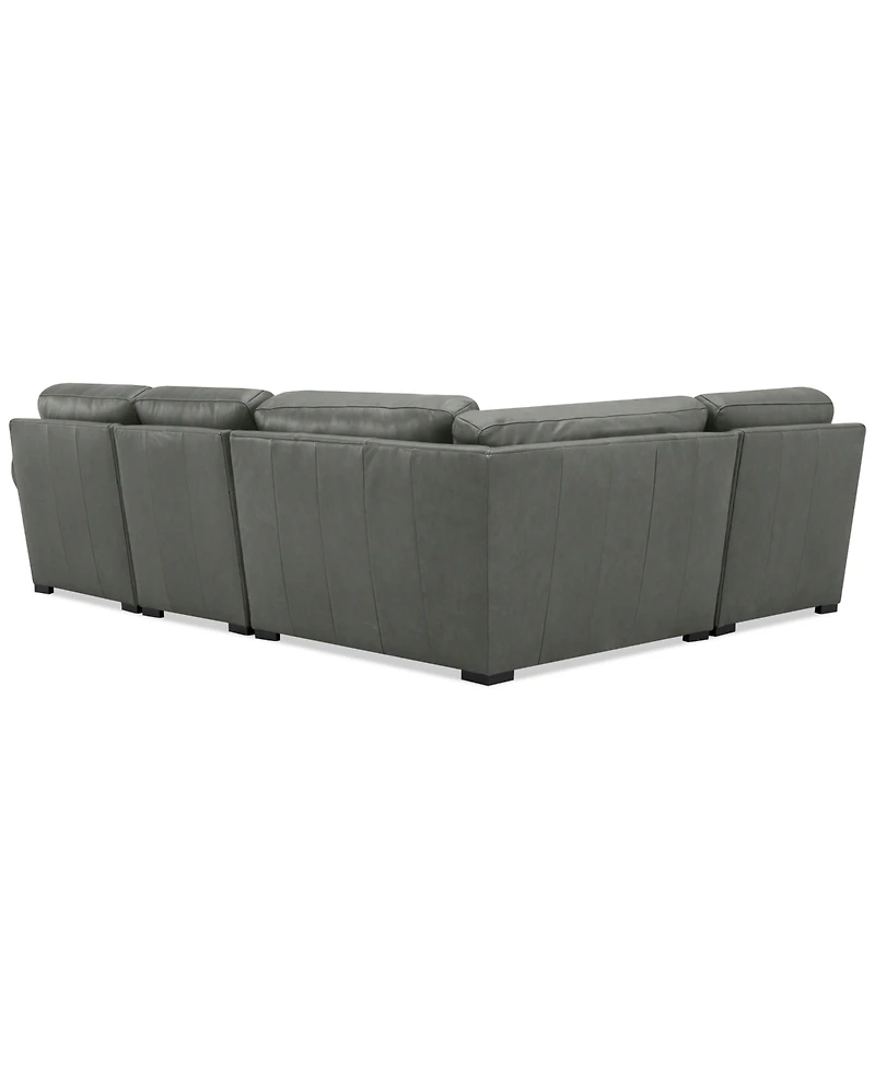 Radley Roll Arm 117" 4-Pc. Leather Wedge Corner L Sectional, Exclusively at Macy's