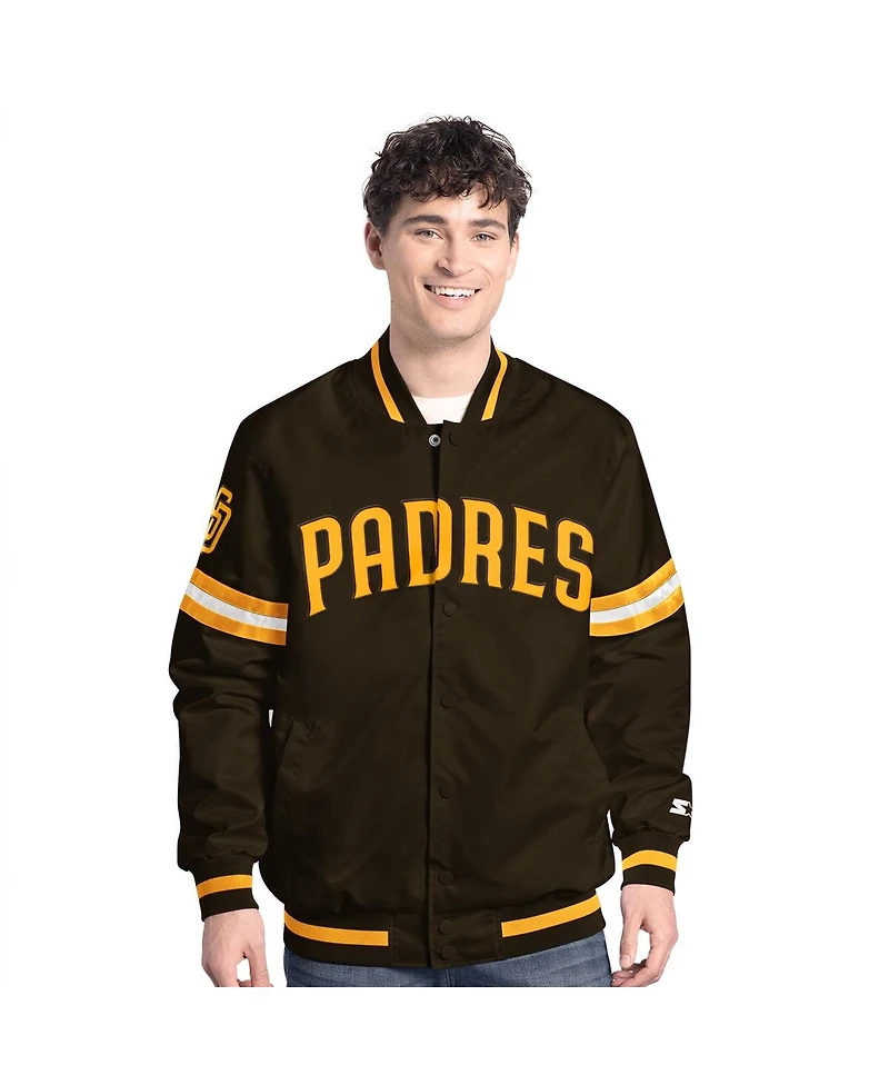 Starter Men's Brown San Diego Padres Scout Full-Snap Varsity Jacket