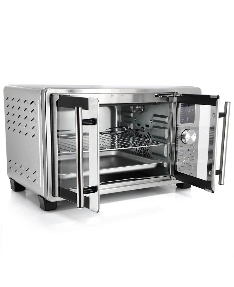MegaChef 25 Quart Digital Electric French Door Multi-Function Counter Top Oven with Rotisserie Set