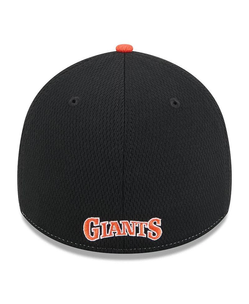 New Era Men's Black/Orange San Francisco Giants 2025 Mlb Clubhouse 39THIRTY Flex Hat