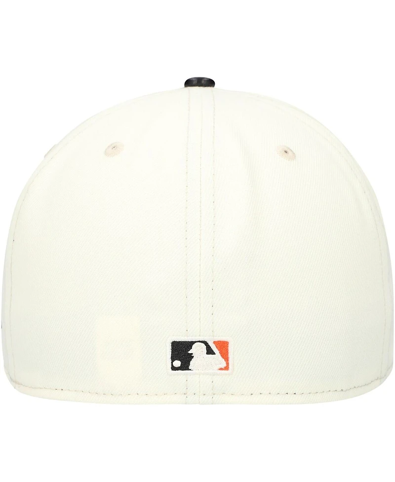 New Era Men's Cream San Francisco Giants Game Night Leather Visor 59FIFTY Fitted Hat