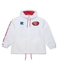 Mitchell & Ness Men's White San Francisco 49ers Vintage Logo Coaches Full-Snap Hoodie Jacket