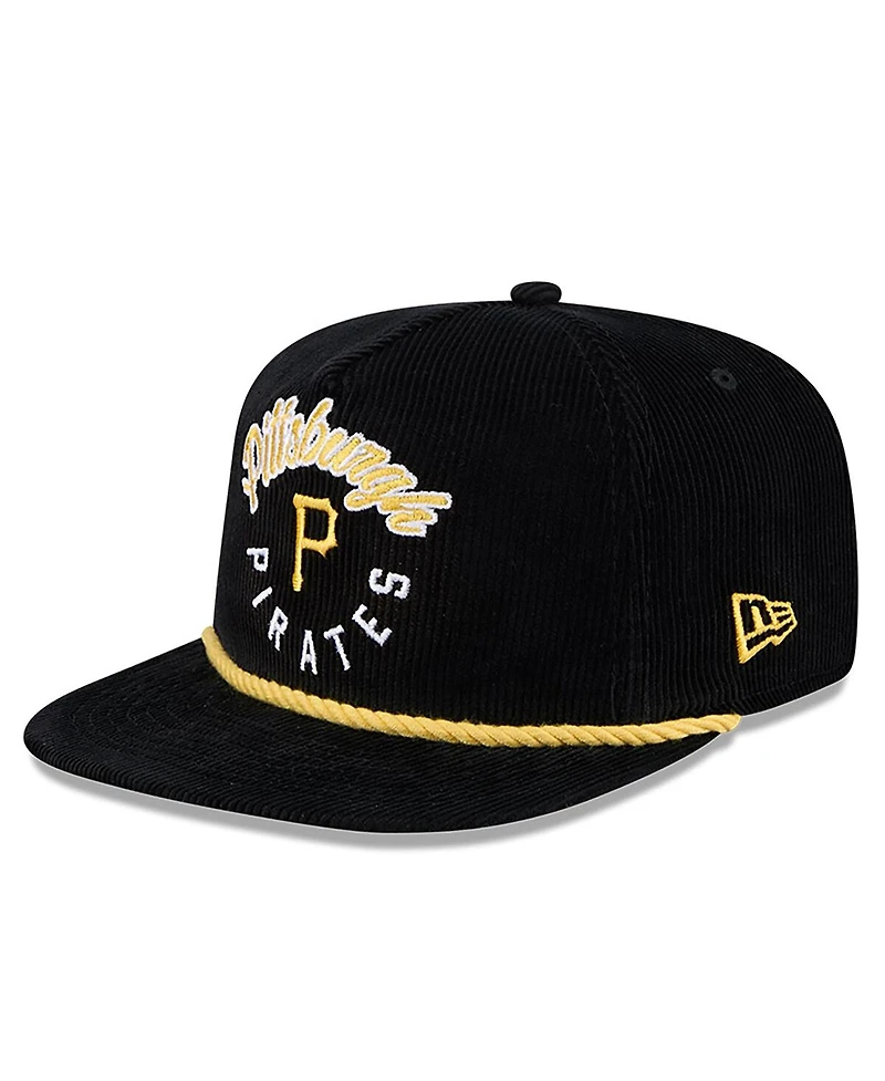 New Era Men's Black Pittsburgh Pirates Full Circle Corduroy Golfer Adjustable Hat
