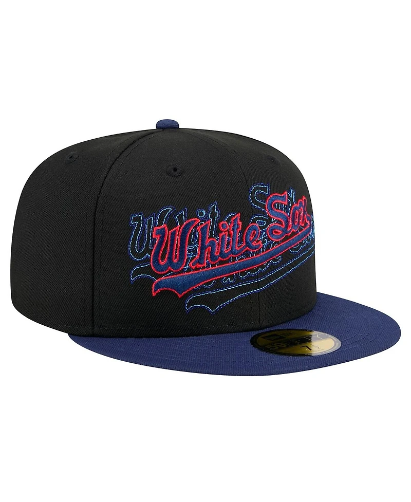 New Era Men's Black Chicago White Sox Shadow Stitch 59FIFTY Fitted Hat