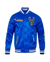 Pro Standard Men's Blue Milwaukee Bucks 2024/25 City Edition Chenille Applique Full-Snap Satin Jacket