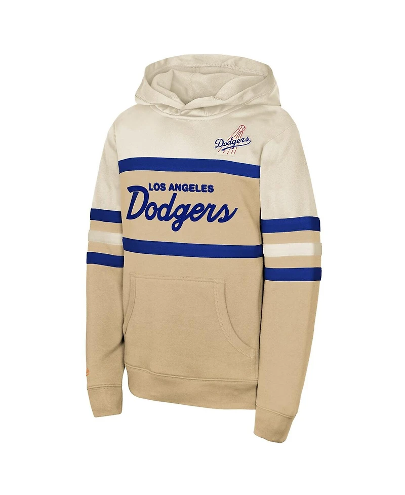 Mitchell & Ness Men's Cream Los Angeles Dodgers Head Coach Pullover Hoodie