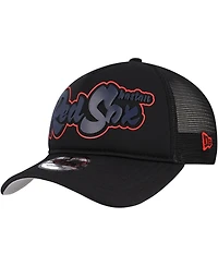New Era Men's Black Boston Red Sox Retro Bold A-Frame Trucker 9FORTY Adjustable Hat
