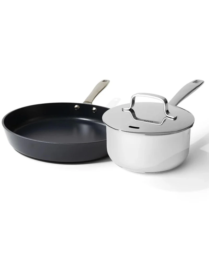 Alva Maestro Mini Cookware Duo – 8" Ceramic Nonstick Fry Pan & 1.7Qt Stainless Saucepan with Lid