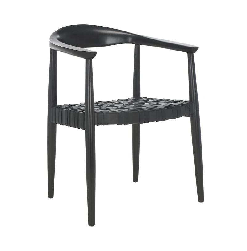 Walda Leather Woven Accent Chair