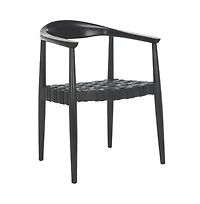 Walda Leather Woven Accent Chair