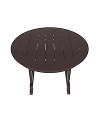 5-Piece Hdpe Round Patio Dining Table Set with Foldable Chairs