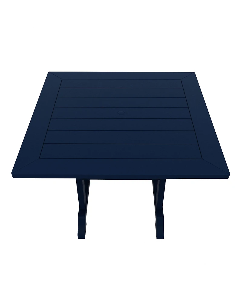 5-Piece Hdpe Square Patio Dining Table Set with Foldable Chairs