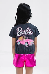 Barbie Toddler Girls T-Shirt and Crop Top Shorts Outfit Set