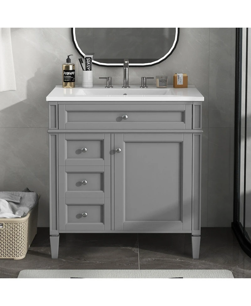 Streamdale 30" Modern Bathroom Vanity Single Sink, 2 Drawers, Tip-out