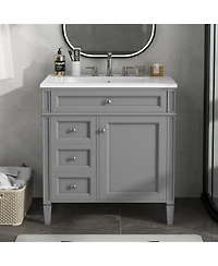Streamdale 30" Modern Bathroom Vanity Single Sink, 2 Drawers, Tip-out