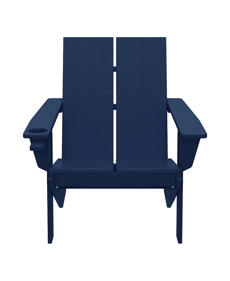 Outdoor Hdpe Modern Adirondack Chair with Cup Holder (Set of