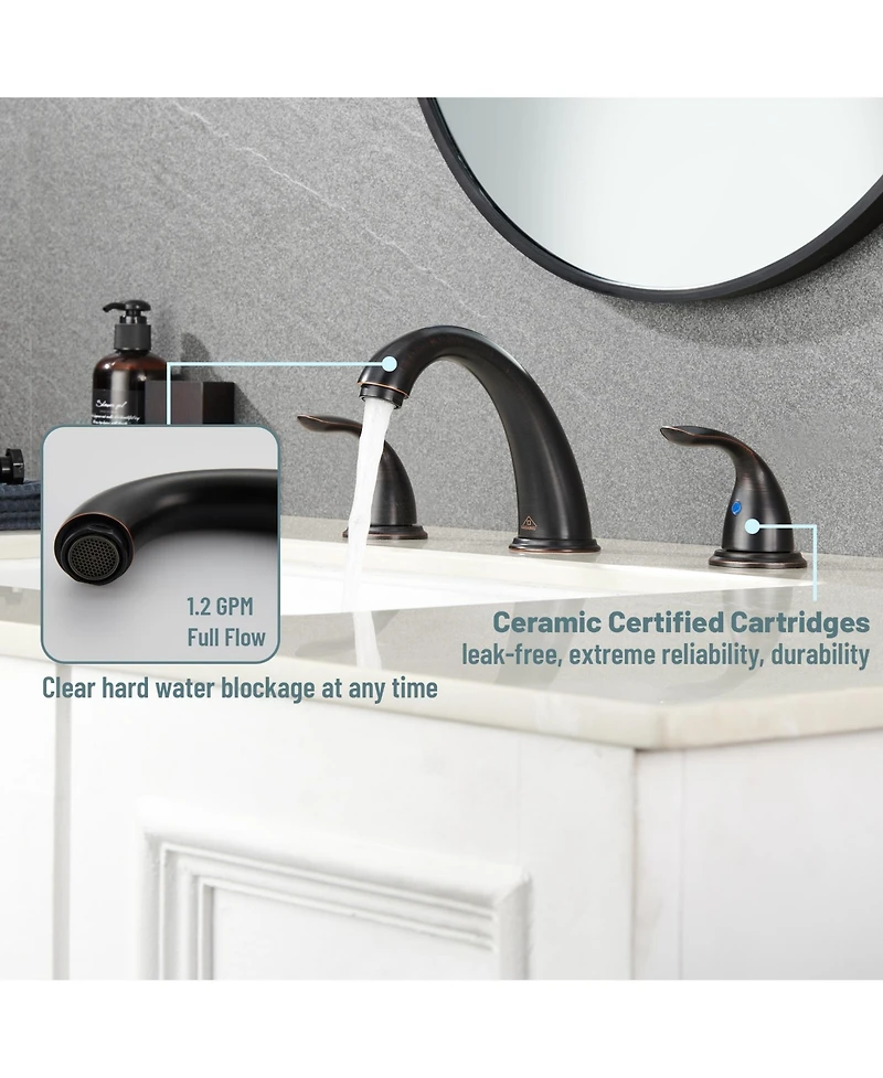 2 Handle Bathroom Sink Faucet - 4 Inch Centerset Faucet Bathroom Faucet Bathroom Vanity Sink Faucets with Pop-up Drain Oil Rubbed Bronze