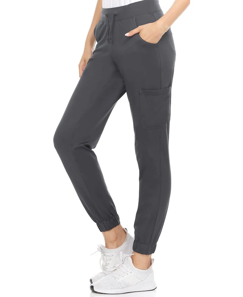 Medichic Women's Scrubs Mid Rise Six Pocket Yoga Scrub Joggers, Wine Large