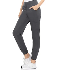 Medichic Women's Scrubs Mid Rise Six Pocket Yoga Scrub Joggers, Wine Large
