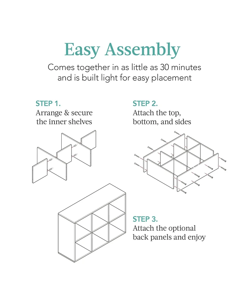 Best Choice Products 6-Cube Bookshelf, 11in Display Storage System, Organizer w/ Removable Back Panels