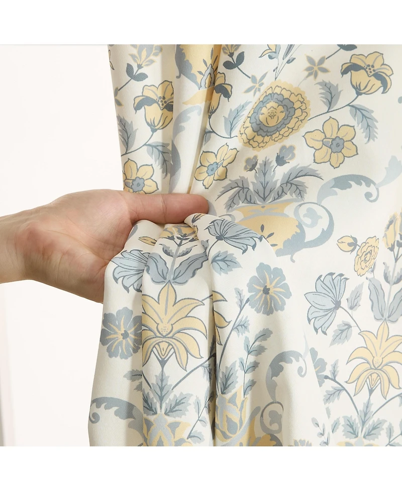 Hlc.me Clara Floral Damask Patterned Window Back Tab Rod Pocket Curtains Bedroom