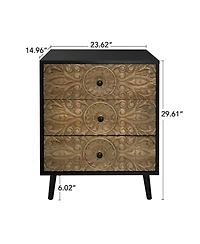 Mondawe 3 Drawer Cabinet, American Furniture,Suitable for bedroom, living room, study