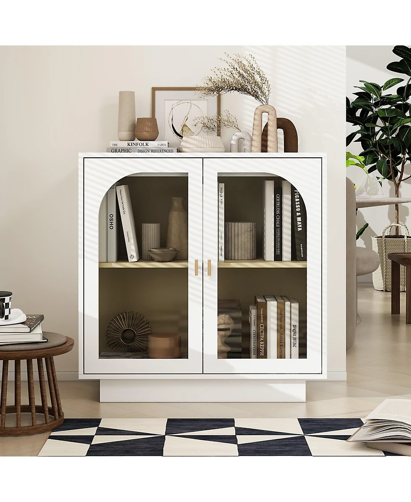 Mondawe Storage Cabinet with Acrylic Door for Living Room, Dining Room, Study