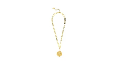 Rivka Friedman 18K Gold Clad Hammered Disc on Paper Clip Chain