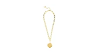 Rivka Friedman 18K Gold Clad Hammered Disc on Paper Clip Chain