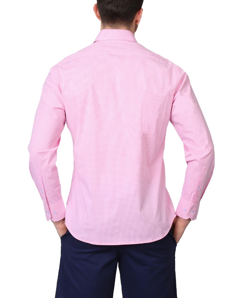 Tailorbyrd Men's Signature Micro Gingham Long Sleeve Shirt