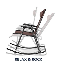 Best Choice Products Folding Outdoor Zero Gravity Rocking Lounge Chair w/ Headrest Pillow