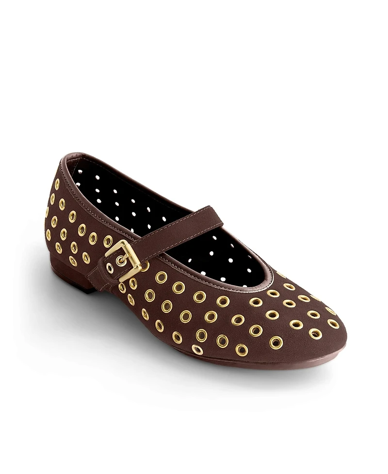 Bernardo Borden Grommet Mary Jane Flat