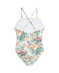 Polo Ralph Lauren Big Girls Floral Ruffled One-Piece Swimsuit