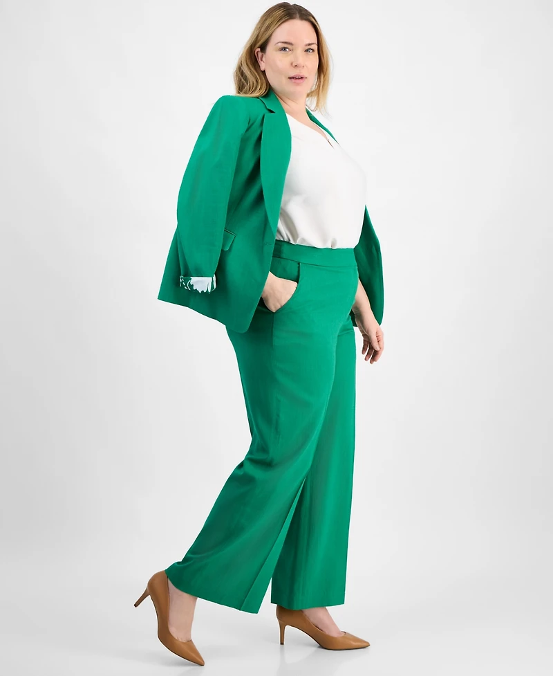 Tahari Asl Plus Linen-Blend Wide-Leg Pants
