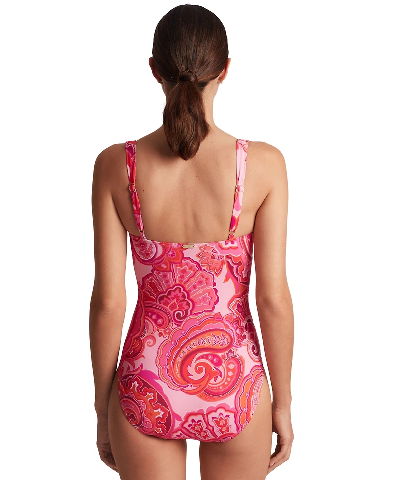 Lauren Ralph Lauren Women's Printed Tie-Front One-Piece Swimsuit