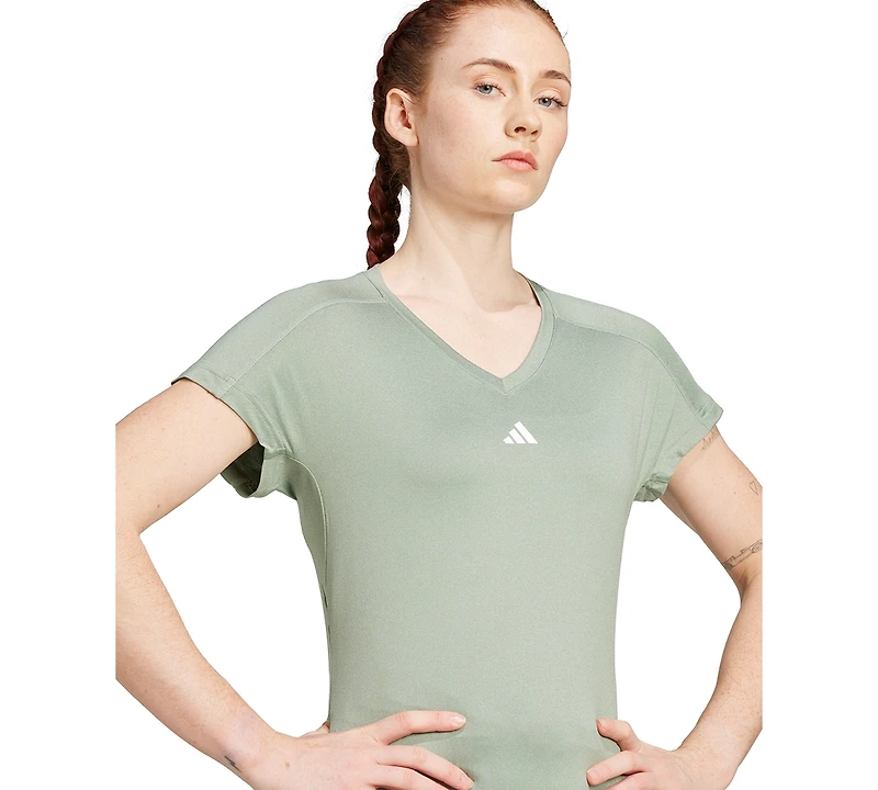 adidas Women's Training Moisture-Wicking Logo V-Neck T-shirt