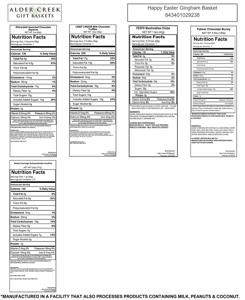 Alder Creek Gift Baskets Happy Easter Gingham Basket, 8 Pieces