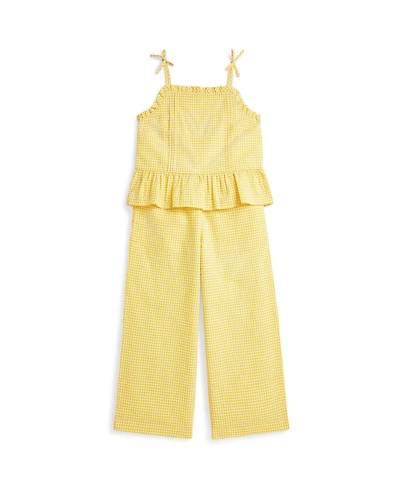 Polo Ralph Lauren Big Girls 2-Piece Gingham Seersucker Top and Pant Set
