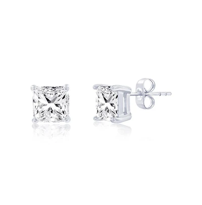 Stainless Steel, 8mm Square Cz Studs