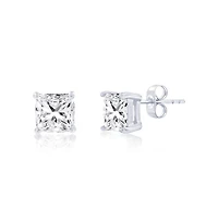 Stainless Steel, 8mm Square Cz Studs