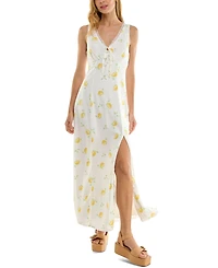 Beauty & Grace Juniors' Lemon-Print Maxi Dress