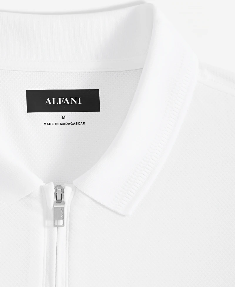 Alfani Men's Ottoman Short Sleeve Textured Quarter-Zip Polo Shirt, Exclusively at Macy's