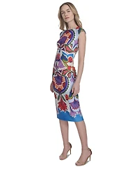 Vince Camuto Petite Placement-Print Cap-Sleeve Midi Dress