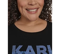 Karl Lagerfeld Paris Plus Size Embellished Eiffel Tower Tee, Exclusively at Macy's
