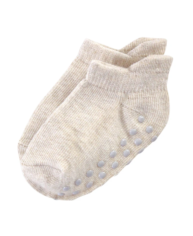 Touched by Nature Baby Boys Organic Cotton Socks with Non-Skid Gripper for Fall Resistance, Solid