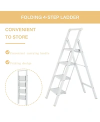 3 Step Ladder, 3 Step Stool Folding Step Stool with Handrails, Gorilla Ladders 500LBS Capacity Sturdy& Portable Ladder for Home Kitchen Library Office